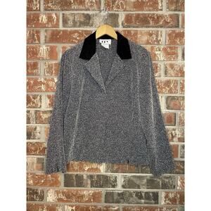 Vintage DBY Velvet Collared Grey Blazer Size L Office Business Corpcore